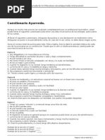 Escuela de Ayurveda de CA - Cuestionario Ayurveda. - 2011-04-17