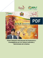 Programa Del I Simposio Internacional de Productores e Investigadores Por Los Valores Culturales y Nutricionales de La Quinua - Oruro, Bolivia