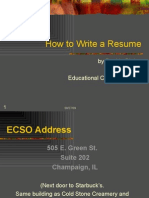 How To Write A Resume: by Davida Bluhm Director Educational Career Services