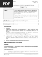 Title Develop A Maintenance Schedule in The Hospitality Industry Level 5 Credits 5