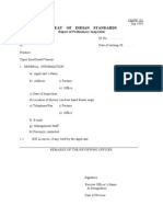 Bureau of Indian Standards: Report of Preliminary Inspection