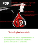 Toxicidade de Metais em Soluções Aquosas