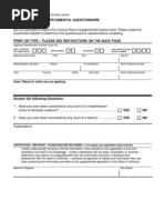 Criminal Record Supplemental Questionnaire