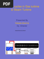 Different Cycles in Gas Turbine & Steam Turbine