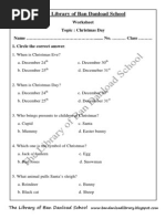 The Library of Ban Danload School: Worksheet Topic: Name ....... No. Class