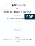 Gramatica Quechua o Del Idioma Del Imperio de Los Incas