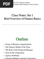 Class Notes: Set 1: Brief Overview of Finance Basics