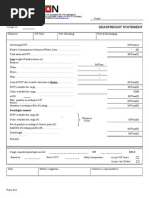 Deadfreight Statement: Less Weight of Bunker/stores Ect