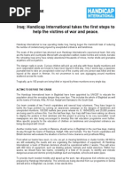 Press Release, Handicap International Takes The First Steps To Help The Victims of War and Peace, 22-05-2003