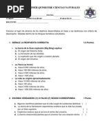 Examen Quimestral Ciencias Naturales