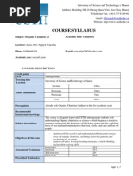 Organic Chemistry 2 - Syllabus - USTH