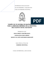 Diseño de Un Sistema de Mantenimiento para La Mediana Empresa de La Industria Del Plastico en El Salvador