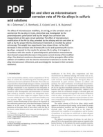 THE CORROSION RATE OF Pb-Ca ALLOYS IN SULFURIC ACID SOLUTIONS