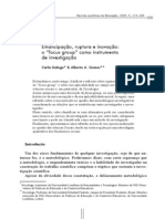 Emancipação, Ruptura e Inovação Focus Group Como Instrumento de Investigaçao