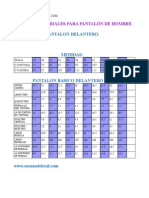 Tabla de Tallas Pantalon Hombre Delantero, Chart Pants Man Forward