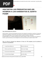 AQUÍ ESTÁN LAS PREGUNTAS QUE LES HICIERON A LOS CANDIDATOS AL QUINTO PODER - Ecuadorinmediato - Sepa Además Quiénes Las Realizaron