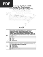 DBT BET Question Paper With 2013 Answer Key