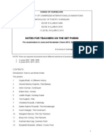 NOTES FOR TEACHERS ON THE SET POEMS For examination in June and November (Years 2013, 2014, 2015)  
SONGS OF OURSELVES:
THE UNIVERSITY OF CAMBRIDGE INTERNATIONAL EXAMINATIONS ANTHOLOGY OF POETRY IN ENGLISH
IGCSE SYLLABUS 0486
IGCSE SYLLABUS 0476
O LEVEL SYLLABUS 2010