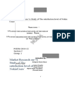 Market Research On - A Study of The Satisfaction Level of Nokiausers