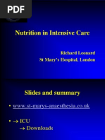 Nutrition in Intensive Care: Richard Leonard ST Mary's Hospital, London