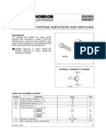 2N2905-2N2907 Transistor Data Sheet