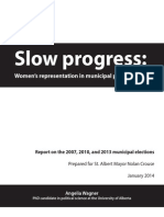 Slow Progress Report: Women's Representation in Municipal Political Offioce