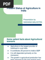 Present Status of Agriculture in India