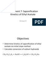 Experiment 7: Saponification Kinetics of Ethyl Acetate: Group D