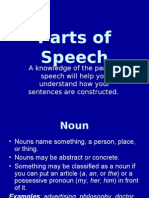 Parts of Speech: A Knowledge of The Parts of Speech Will Help You Understand How Your Sentences Are Constructed