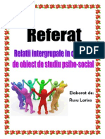 Relatii Intergrupale in Calitate de Obiect de Studiu Psihosocial