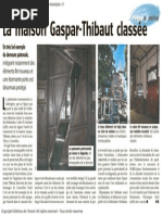 L'Avenir - La Maison Gaspar-Thibaut Classée - 24.01.2014