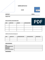 Sample Copy of CV: Year Institute Degree Specialisation Percentage