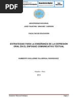 Estrategias para La Enseñanza de La Expresión Oral en El Enfoque Comunicativo Textual