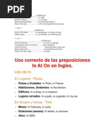 Uso Correcto de Las Preposiciones-In at On en Ingles