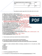 Gabarito Da Lista Geral de Exercícios - 2º Ano