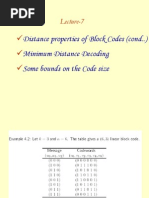 Distance Properties of Block Codes (Cond..) Minimum Distance Decoding Some Bounds On The Code Size