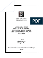 A Simultaneous Equation Model of Economic Growth, Fdi and Government Policy in China