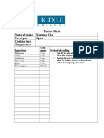 Recipe Sheet: Name of Recipe Maguang Cha No. of Pax 2 Pax Cooking Time Temperature