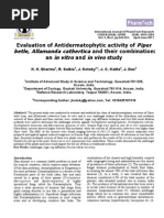 Evaluation of Antidermatophytic Activity of Piper Betle, Allamanda Cathertica and Their Combination: An in Vitro and in Vivo Study