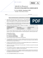 TIFR 2014 Physics Question Paper Set X