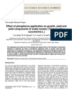 Effect of Phosphorus Application On Growth, Yield and Yield Components of Snake Tomato (Trichosanthes Cucumerina L.)