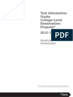 Test Information Guide: College-Level Examination Program 2012-2013: American Government CLEP Exam Study Guide