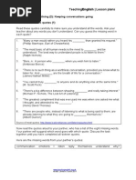 Socialising 2 - Keeping Conversations Going - Worksheets