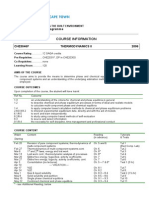 Course Information: Chemical Engineering Programme