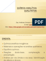 Química Analítica Qualitativa - Plano de Ensino