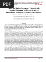 Generate Radio-Frequency Capacitively Coupled Plasma 4 MHZ and Study of Breakdown Voltage Curves in Low-Pressure