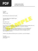 Sample Bank Letter