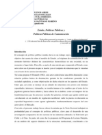 Estado, Políticas Públicas y Políticas Públicas de Comunicación