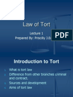 Law of Tort: Prepared By: Priscilly J.Edison