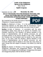 H. Ra 7166 Synchronized National and Local Elections and For Electoral Reforms